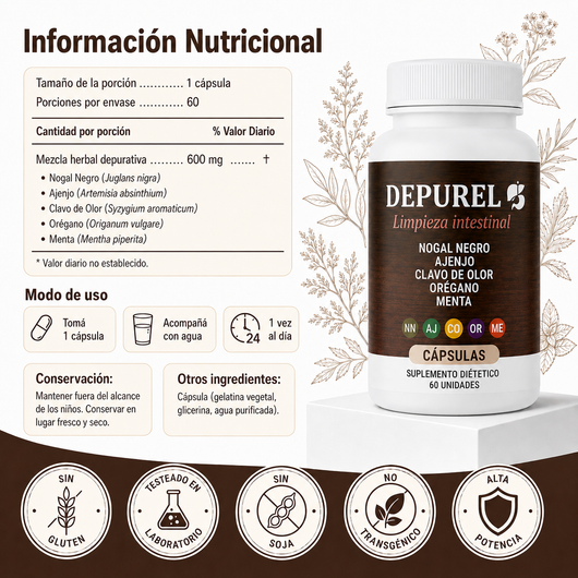 CAPSULAS DEPUREL | Limpieza Intestinal Antiparasitaria Natural